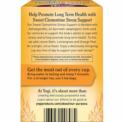 16 Pack (4 Packs) Yogi Tea Sweet Clementine Stress Support - Bags per - Stress Support Herbal Tea - Calming Adaptogen