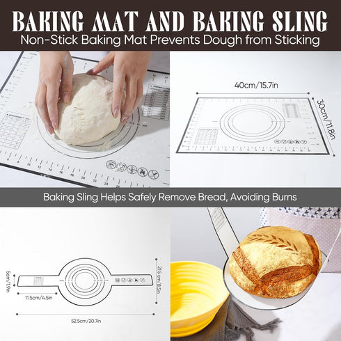 BICRET 2 Sourdough Starter Kit with Jar Complete Sourdough Bread Baking Supplies for Beginners, Includes Silicone