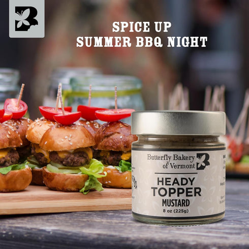8 oz Butterfly Bakery of Vermont - Heady Topper Mustard - Bold, Gourmet Beer-Infused Mustard Made with Organic Yellow