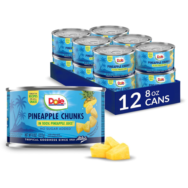 Dole Pineapple Chunks in 100% Pineapple Juice with No Sugar Added -