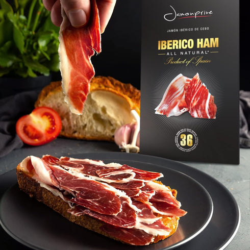 (4oz) (2 oz Pack 2 Spanish Iberico Ham Sliced Jamonprive - Spanish Jamon Iberico Grass-fed (Pata Negra) with NO
