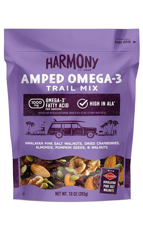 Diamond of California Harmony Amped Omega-3 Trail Mix with Mixed Nuts, Dried