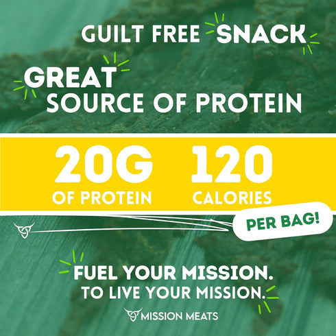 Mission Meats Beef Jerky, 100% Grass Fed & Pasture Raised, Original Flavor, 2oz, Pack of 3