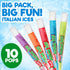 10 Count 1.5oz, Clear Italian Ice Freeze Pops, Freeze Pops Bulk Each is Great Dye Free Popsicles for Sharing, Snacking