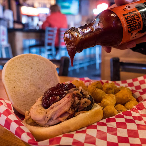 14 Pepper Joes Ghost Pepper BBQ Sauce Hot and Spicy BBQ with Delicious Flavor Balance Beer Infused Bhut Jolokia Pepper