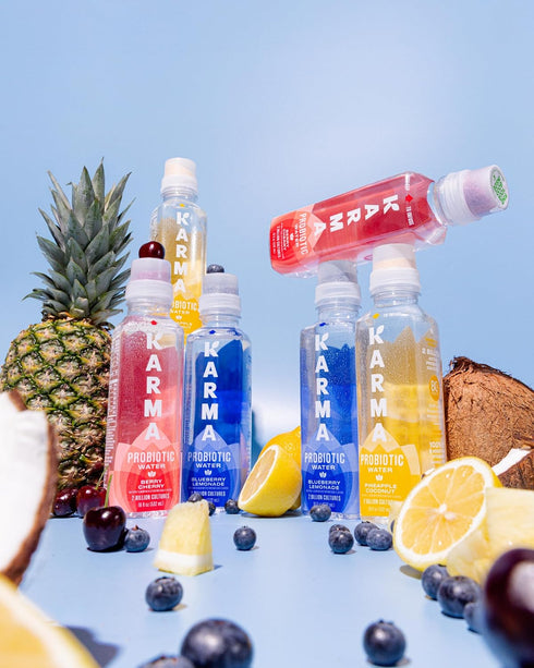12 Pack, Immune Karma Probiotic Water - Strawberry Lemonade Drink - & Gut Health Support