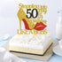 INNORU Gold Red Glitter Stepping into 50 Cake Topper, 50th Birthday Cake Decor for Happy Birthday Party