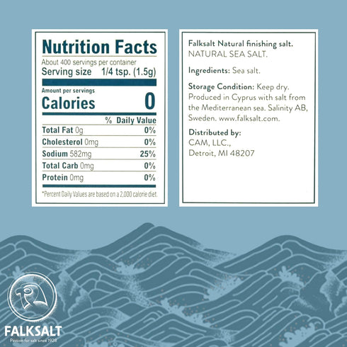 (1.32 lb) Falksalt - Natural Sea Salt Flakes, Light & Crunchy Gourmet Sea Salt Flakes for Cooking, Baking, & Finishing