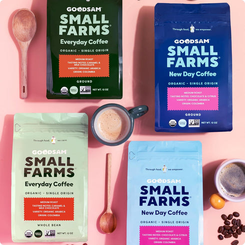 12 oz GoodSam New Day Medium Roast Whole Bean Organic Coffee Beans Bright Citrus & Chocolate Notes Single-Origin