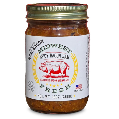 Midwest Fresh (2 Pack (2 13 oz), 26, Spicy Bacon Jam | Gourmet Bacon Marmalade Spread for Burgers, Sandwiches