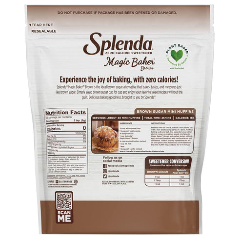 SPLENDA Magic Baker Brown Zero Calorie Plant-Based Baking Blend with Stevia, Erythritol, and Allulose (1lb).