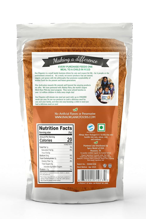 Jiva Organic Chana Masala 3.5 Ounce Bag - Indian Spice Blend - Non-GMO, Chick Pea Curry Masala