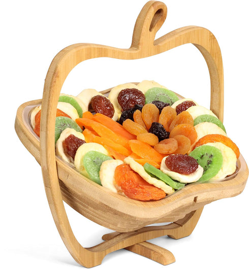 3 1 Gift Basket Dried Fruit by It's Delish in Wooden Apple Basket - Healthy Gourmet Snack Box - Variety Snacks