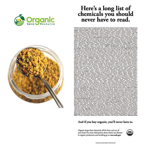 Organic Fenugreek Seeds | 8 Ounce | USDA Organic Non-GMO Verified | 100% Raw Natural Resealable Kraft Bag