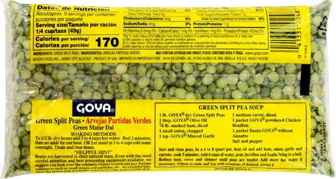 16 (Pack 24) Goya Foods Green Split Peas, Dry, Ounce