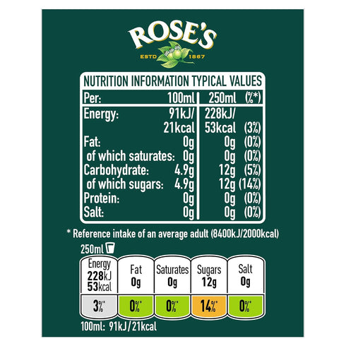 Rose's 1 Lime Juice Cordial Fruit Juice Bottle, Litre