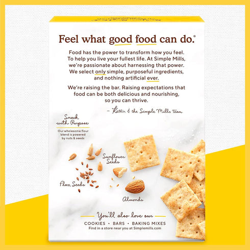 6 Count (Packaging Simple Mills Almond Flour Crackers, Rosemary & Sea Salt, Gluten Free, Flax Seed, Sunflower Seeds