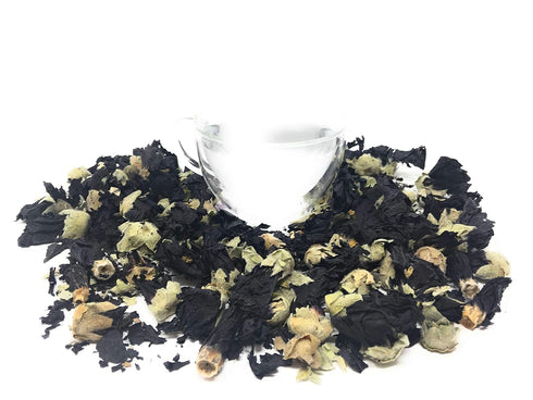 Black Mallow Flower Buds, 0.52oz / 15g - Mesmerizing Black from Germany, Beautiful Eye-catcher for Tea, Salads, and