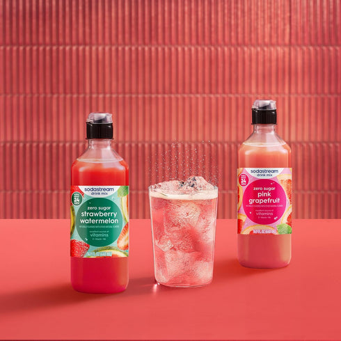 14.9 Oz (Pack 4) SodaStream Zero Strawberry Watermelon Drink Mix, New Pour Bottle Fl