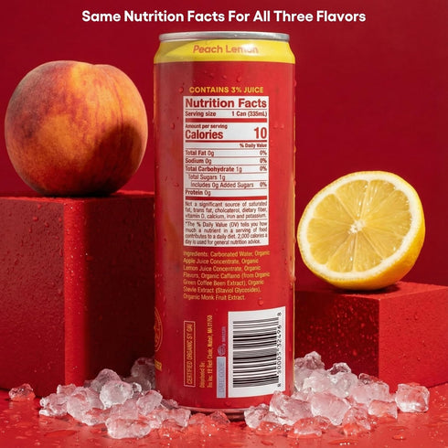 Pack, 3 12 Oz (Pack 12) Tru Organic Energy Drink Variety Caffeinated Sparkling Water with Real Fruit Juice, Flavors