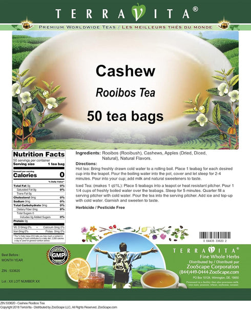 Terravita (50 533620) Cashew Rooibos Tea tea bags, ZIN: