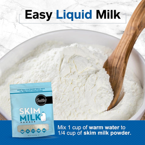(48oz) Healthier Comforts Skim Milk Powder | Fat Free, Shelf Stable | Kosher, Gluten Free, Non-GMO, Hormone