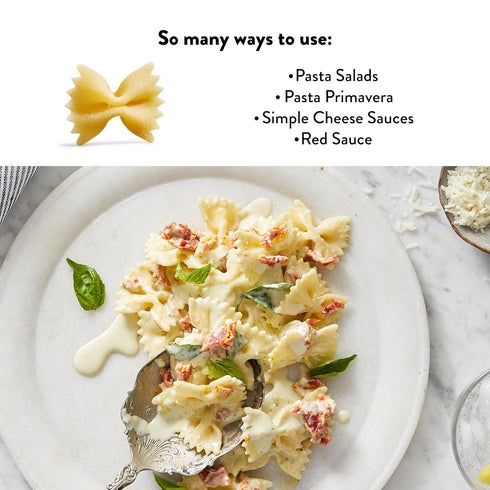100% (4 Pack) DeLallo Organic Farfalle Pasta, Made with Only Semolina Durum Wheat Flour, Bronze Cut, Made in Italy