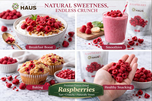 1.06 oz Pack The Snack Haus Freeze-Dried Raspberries, All-Natural, No Preservatives, Vegan, High Fiber, Plant-Based