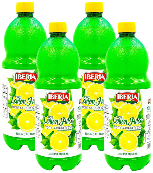 Iberia 100% Lemon Juice from Concentrate, 32 fl oz (Pack of 4)