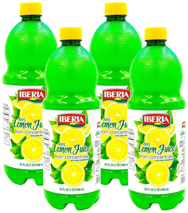 Iberia 100% Lemon Juice from Concentrate, 32 fl oz (Pack of 4)