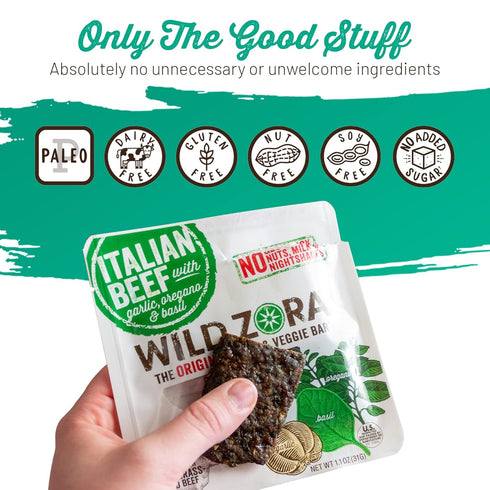 Wild Zora Meat & Veggie Bars, Variety 5-Pack, Natural Jerky Snacks, Healthy Paleo, Gluten Free
