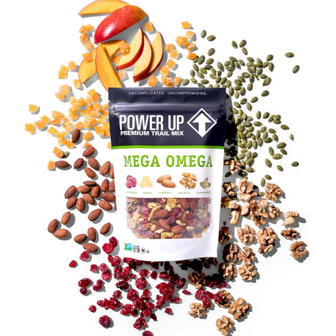 14 Power Up Trail Mix, Mega Omega Trail Mix, Non-GMO, Vegan, Gluten Free, No Artificial Ingredients, Gourmet Nut, Ounce