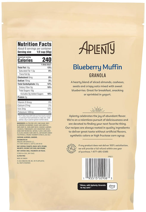 Aplenty 11Oz (Pack 2) Amazon Brand, Blueberry Muffin Granola