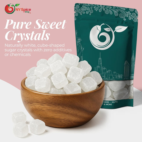 (5 NY Spice Shop Lump Sugar Crystals - Edible Rock Clear Candy Crystals Bulk for Coffee, Tea, Cooking and Baking Pound)