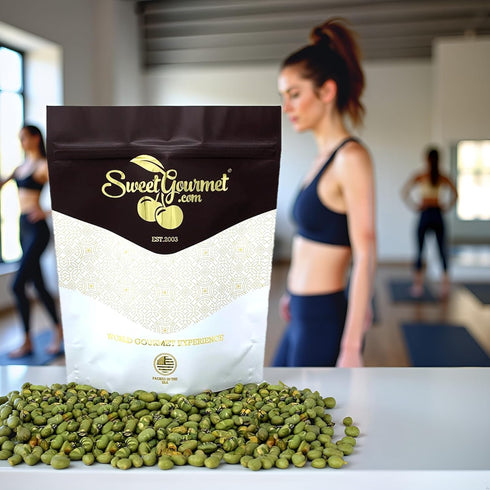 1 SweetGourmet Lightly Salted Dry Roasted Imported Edamame Green Soybeans | Pound