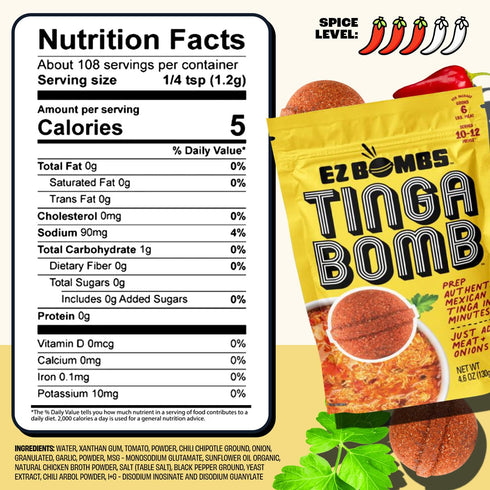 Pack 2 EZ Bombs Tinga Bomb Smoky Chipotle Seasoning, of - Authentic Mexican Seasoning Tinga Spice for Shredded Chicken