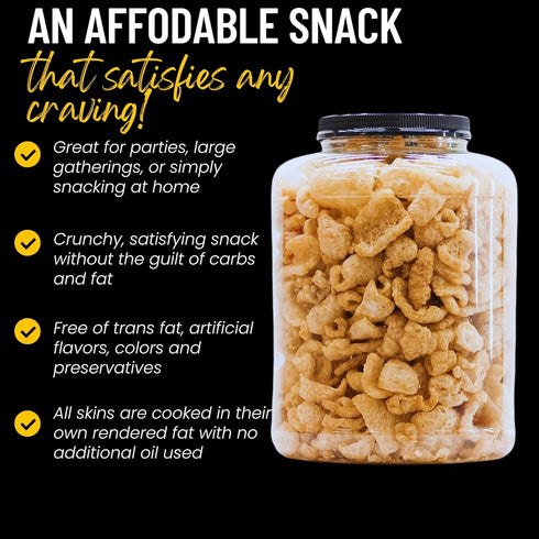 Generic (2) 16oz Original Fried Pork Rinds, Resealable Jar Crunchy Premium Chicharrones High Protein Low Carb