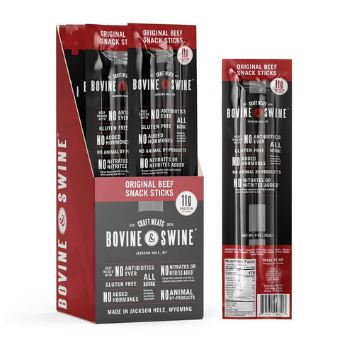 Bovine & Swine All-Natural Gourmet Craft Beef Snack Sticks | 10 Packs
