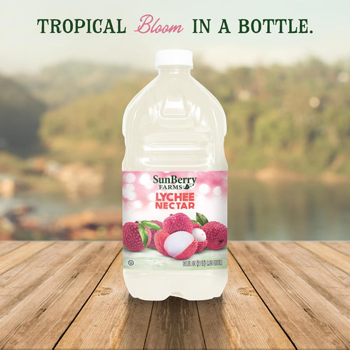 64 oz 1.89 Sunberry Farms Lychee Nectar fl | Exotic Tropical Juice Nectar with Real Fruit | No Artificial Flavors