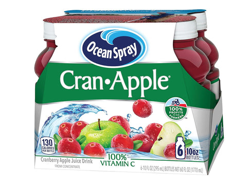 10 Oz 6 Count (Pack 1) Ocean Spray Cran-Apple Cranberry Apple Juice Drinks, Fl Bottles
