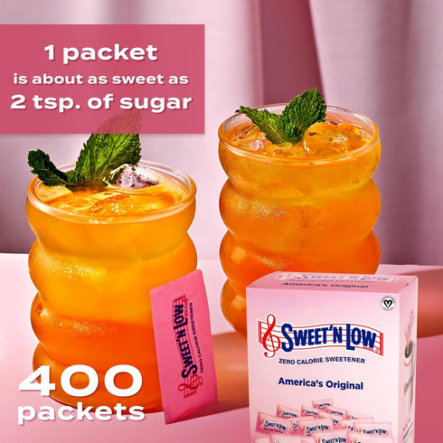 400 Packets 8 Oz SweetN Low Bundle, Sweetener for Coffee & Tea + Bulk Box for Cooking & Baking, Strawberry