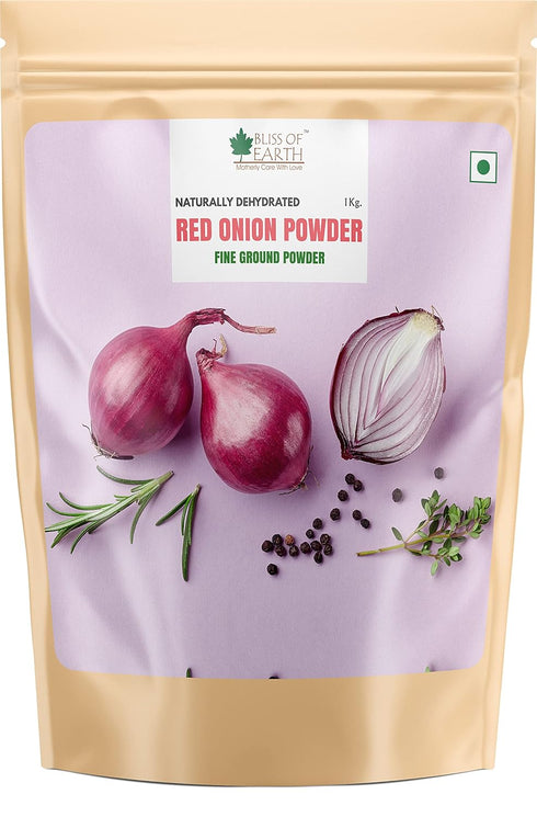 BLISS OF EARTH 1 Kg Natural Red Onion Powder, Dehydrated, Good For Cooking & Hair