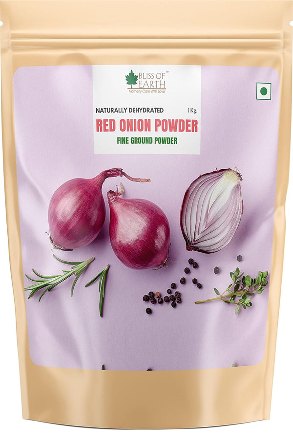 BLISS OF EARTH 1 Kg Natural Red Onion Powder, Dehydrated, Good For Cooking & Hair