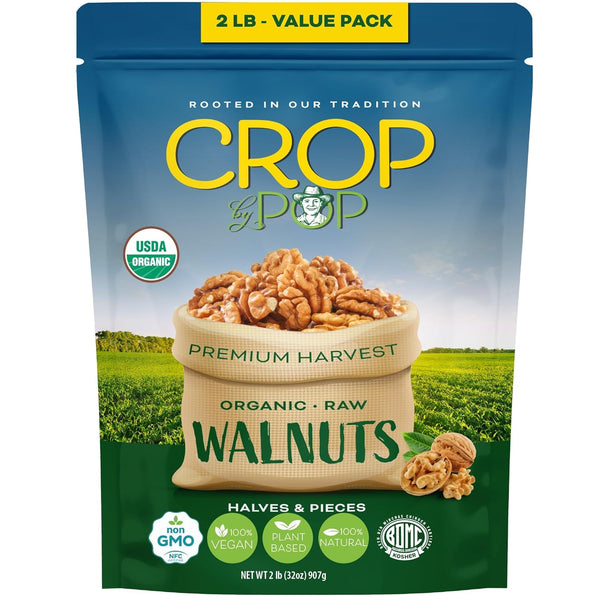 CROP BY POP - Organic Raw Walnuts Halves & Pieces (32 Oz