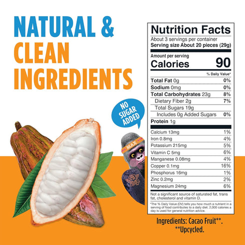 Gummies 100% Gummy, 9 3.2oz Blue Stripes Cacao Superfruit - Vegan Chewy Fruity Snack, No Sugar Added Fruit Essential