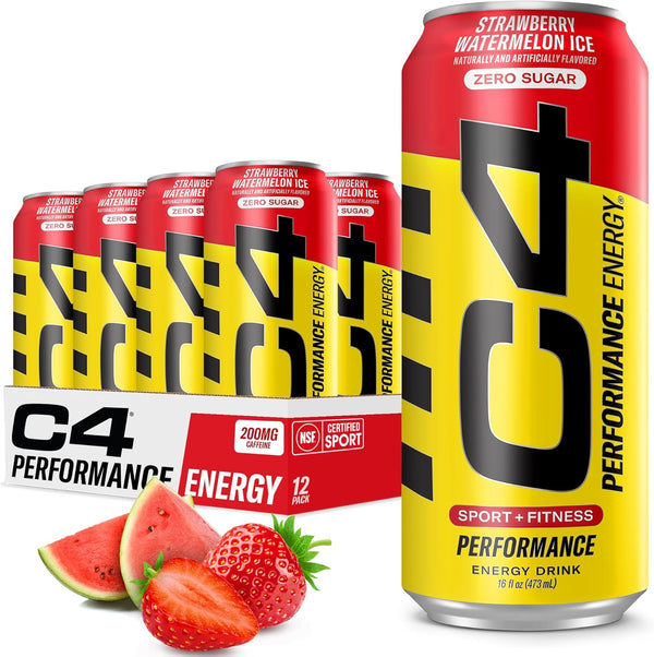 C4 Energy Drink 16oz (Pack of 12) - Strawberry Watermelon Ice -