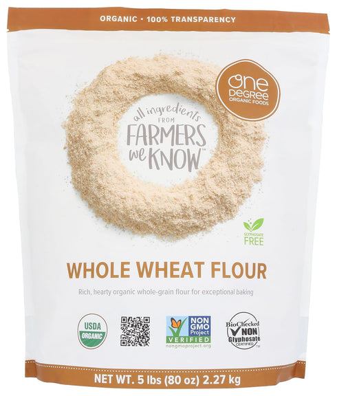 One Degree Organics Sprouted Whole Wheat Flour, Glyphosate-Free, USDA Organic, Whole Grain,