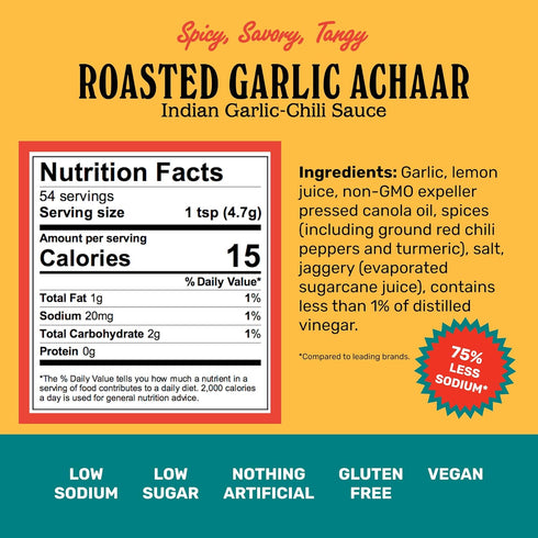 9 Brooklyn Delhi Roasted Garlic Achaar - Ounces - Spicy, Lemony, Savory, Sweet Flavor - Made with a mix of Indian