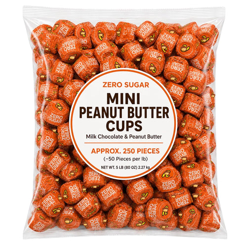 Zenya Tea Shop Sugar Free Mini Peanut Butter Cups Candy Individually Wrapped Bulk Bag -