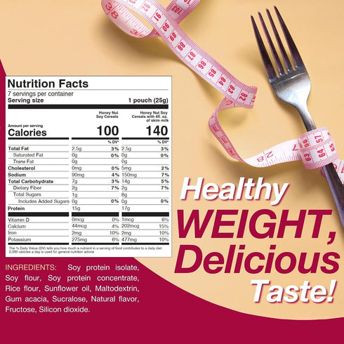7 ProtiDIET High Protein Honey Nut Soy Cereal - Gluten Free, Keto Friendly, Low Sugar, Low Fat Honey Nut Cereal